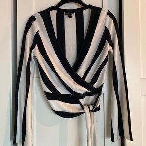Stripes long sleeve top with wrap